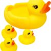 4Pcs Rubber Duck Family Set, Floating Bathtub Pool Toys for Toddlers, Fun Time Bath Toys, Soft Rubber Ducks with Beep Sound, Stocking Fillers, Kids Summer Toys 36+ Months