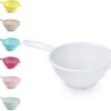 Plastic Colander Food Sieve Strainer Basket for Food Washing Draining Pasta Spaghetti Rice Salad Vegetable Kitchen Cooking Hobby Design 4 (22cm - White)