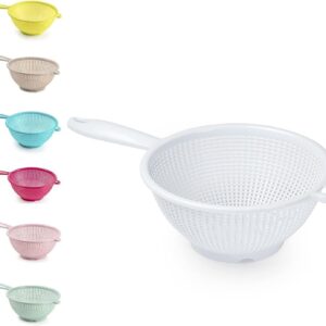 Plastic Colander Food Sieve Strainer Basket for Food Washing Draining Pasta Spaghetti Rice Salad Vegetable Kitchen Cooking Hobby Design 4 (22cm - White)