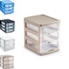 Plastic Desktop Storage Unit with Drawers, Stationary Arts Drawer Desktop Tabletop Organiser Storage Tower Unit for Office Bedroom Garage ((17 x 13.5 x 17cm, Taupe with 3 Clear Drawers))