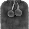 Premium 2 Litre Hot Water Bottle in Dark Grey Faux Fur Cover – Luxury Soft Warm Bottle for Soothing Heat Therapy & Cold Weather Comfort