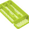 Small Tier Cutlery Tray Classic in Green | BPA Free Plastic Drawer Organizer with 4 Compartments | Durable Kitchen Storage for Spoons Forks Knives Kids Cutlery | Space Saving Design