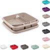 Taupe Plastic Dish Drainer Plate Cutlery Rack Kitchen Sink Utensil Draining Cup Holder Drying Rack Draining Rack Sink Drainer Kitchen Gadgets (39 x 39 x 7.5cm)