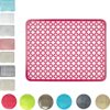 Flat Plastic Draining Mat For Washing Up Dish Tray Dryer Kitchen Sink Drainer Non Slip Compact Mat, Kitchen Counter-top for Glass, Cup, Plate, Dishes (Fuchsia - Rectangular Mat)