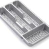 Small Tier Cutlery Tray Classic in Silver | BPA Free Plastic Drawer Organizer with 4 Compartments | Durable Kitchen Storage for Spoons Forks Knives Kids Cutlery | Space Saving Design